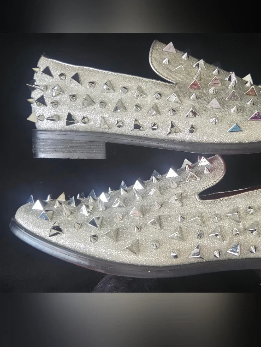 Men's Silver Studded Slip-On Loafers